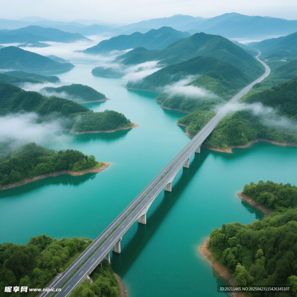 青山绿水间的壮美大桥