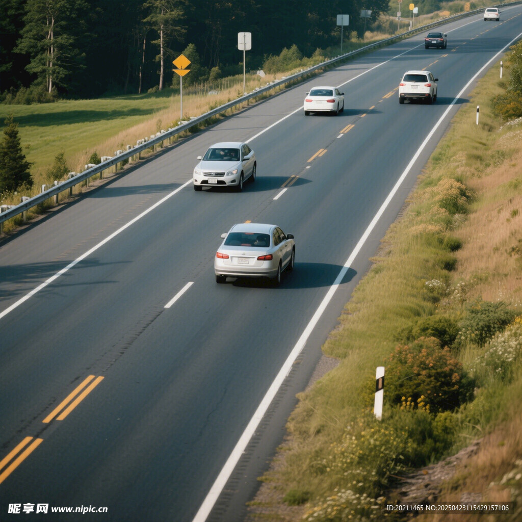 公路上行驶的多辆汽车