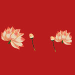 红底双生莲花插画