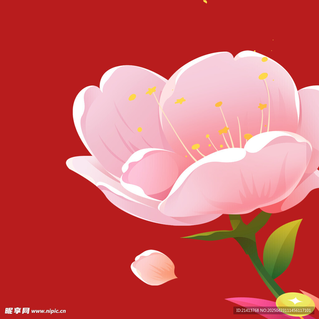 娇艳绽放的粉色桃花
