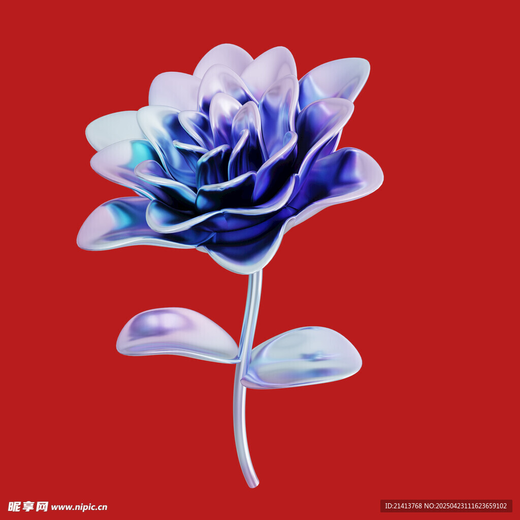 蓝色花朵插画
