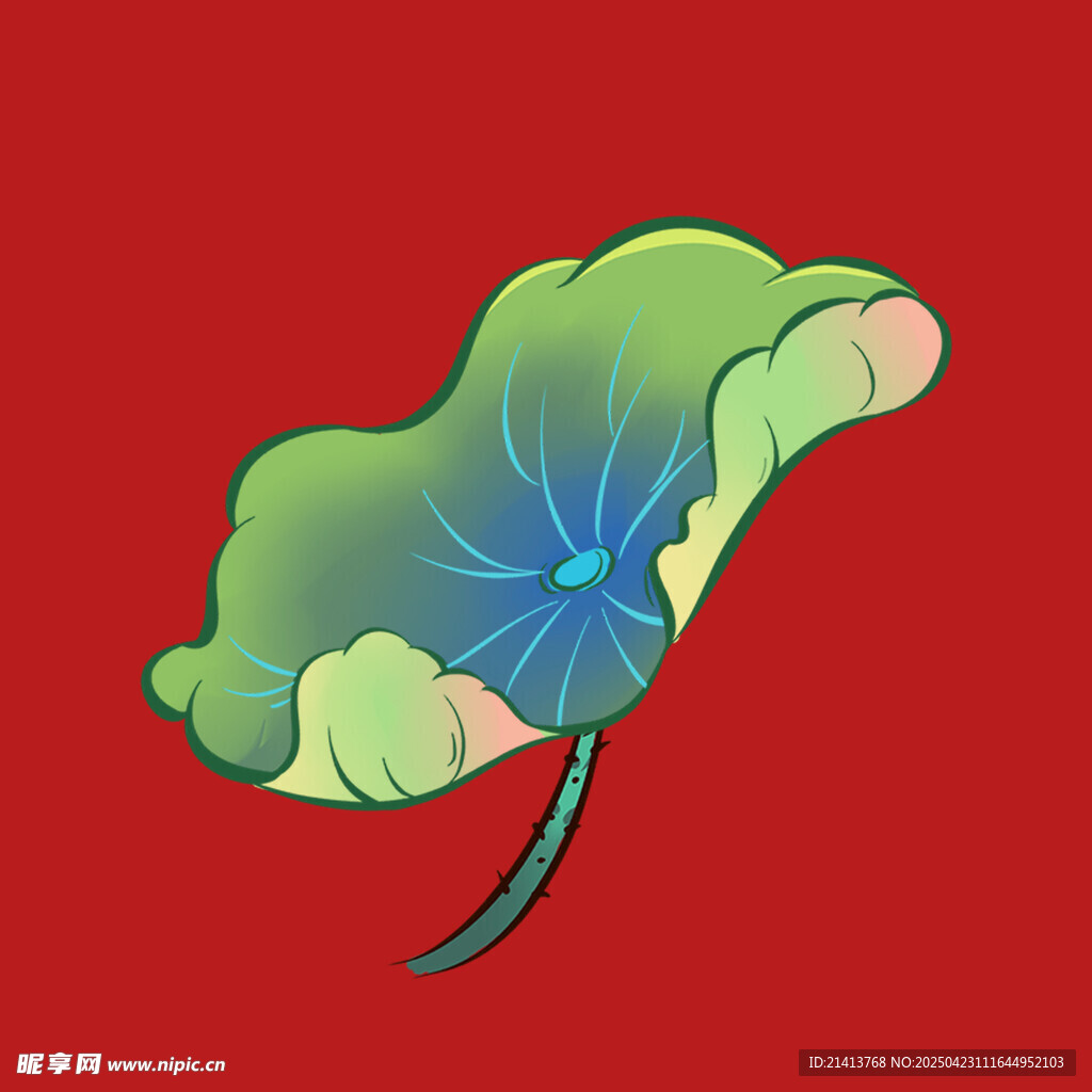 手绘荷叶