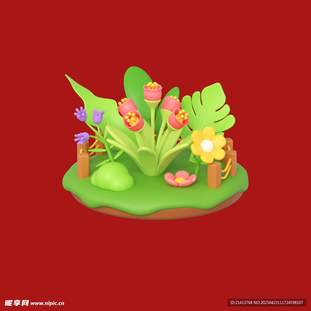 卡通风格多彩植物景观