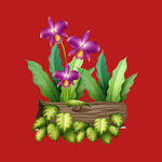 紫色花卉绿植盆栽插画