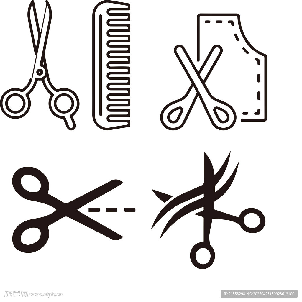 剪刀梳子缝纫工具图标