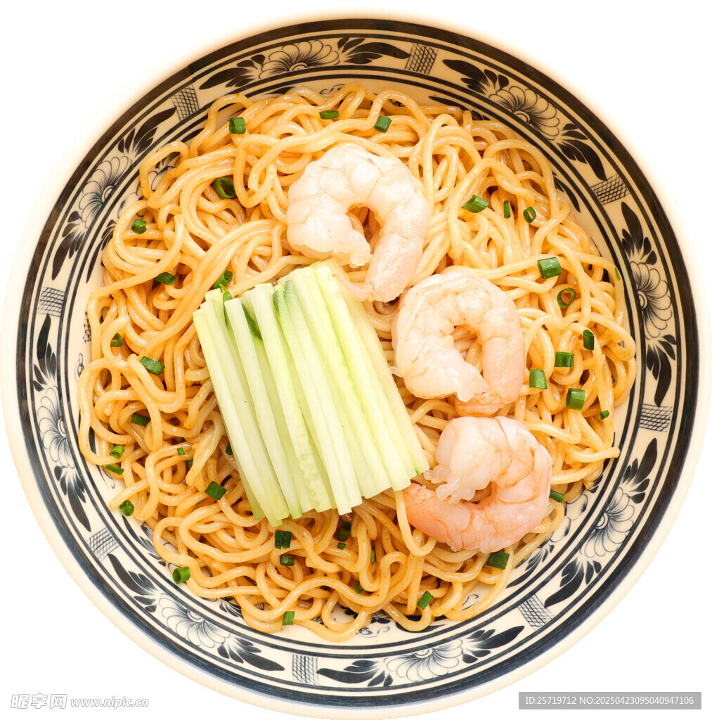 虾仁黄瓜拌面美食特写