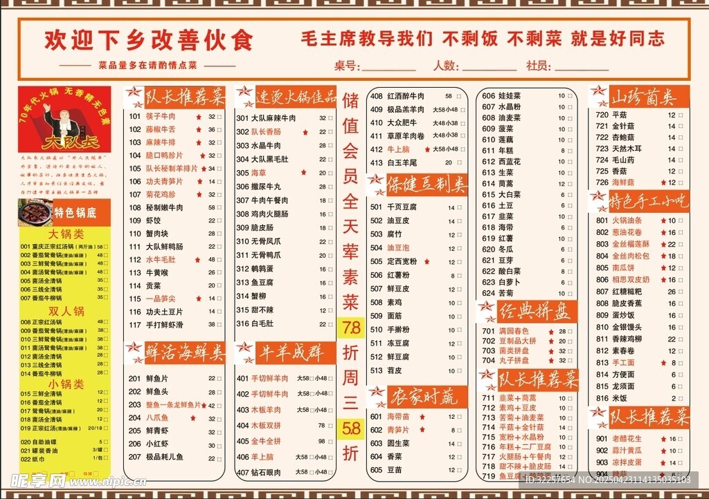 火锅菜单