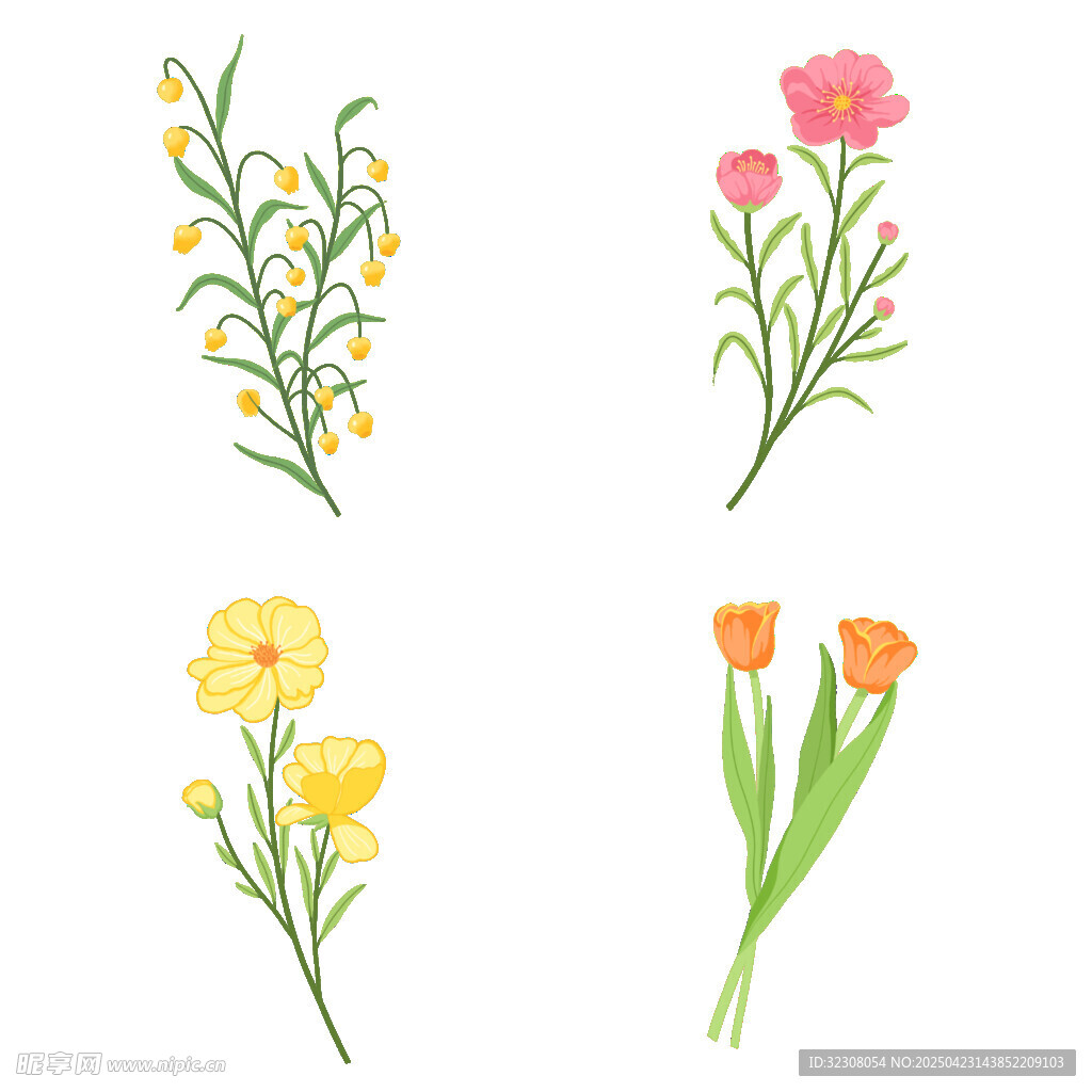 手绘清新花卉插画集合