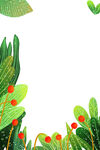 清新绿植边框插画
