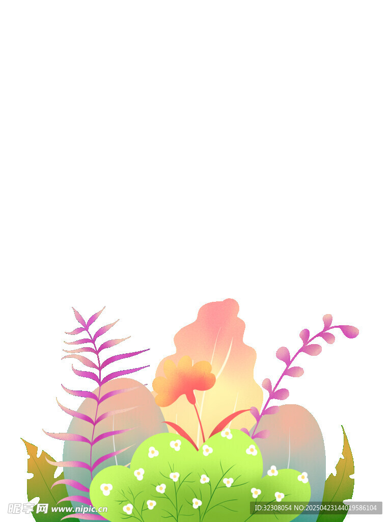 梦幻花草景观插画