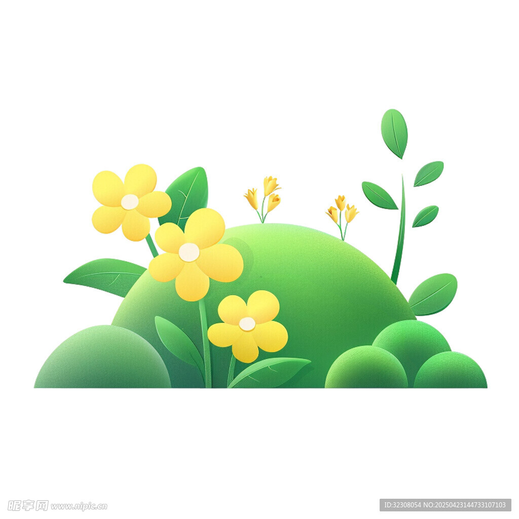 春日草地花卉插画