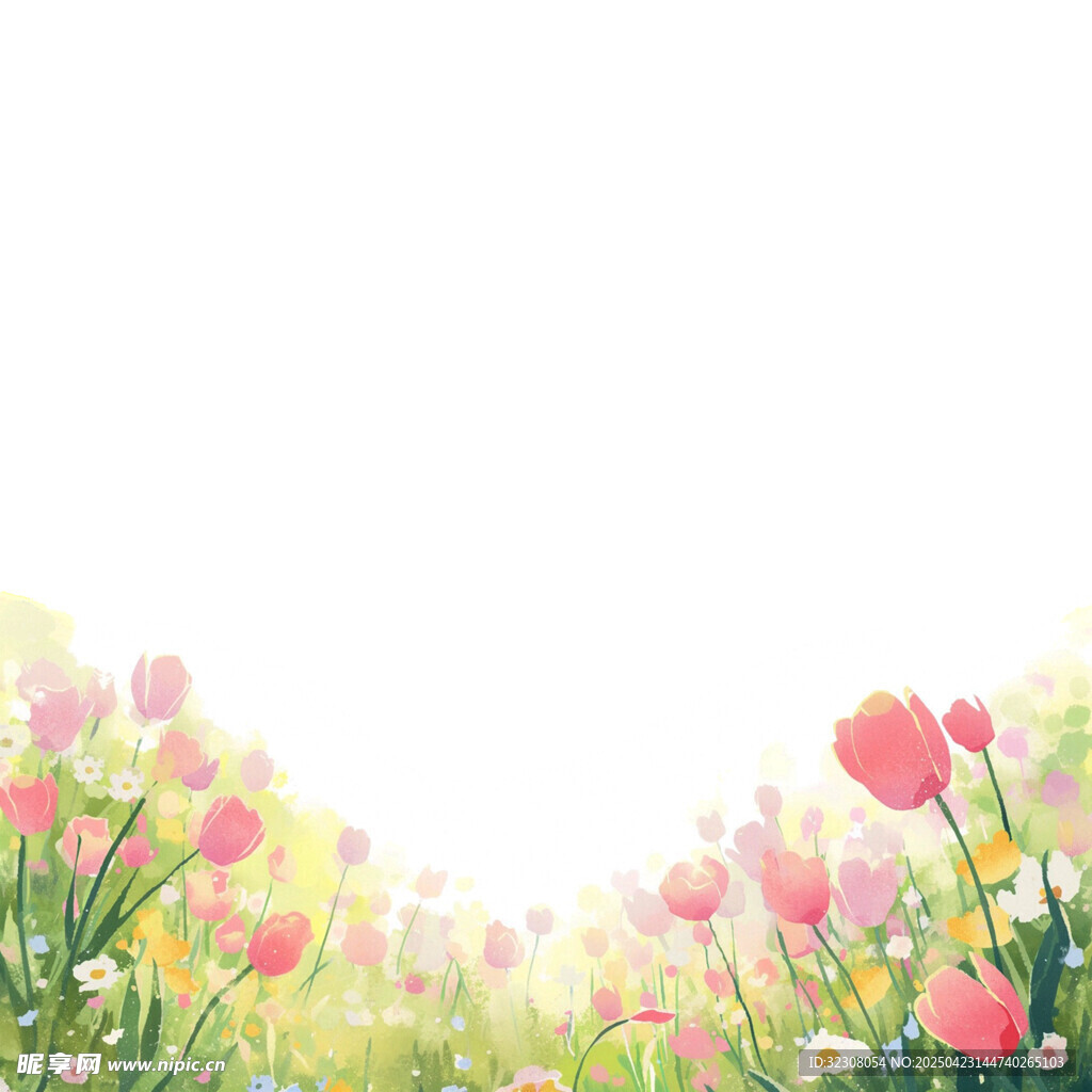 春日烂漫郁金香花丛