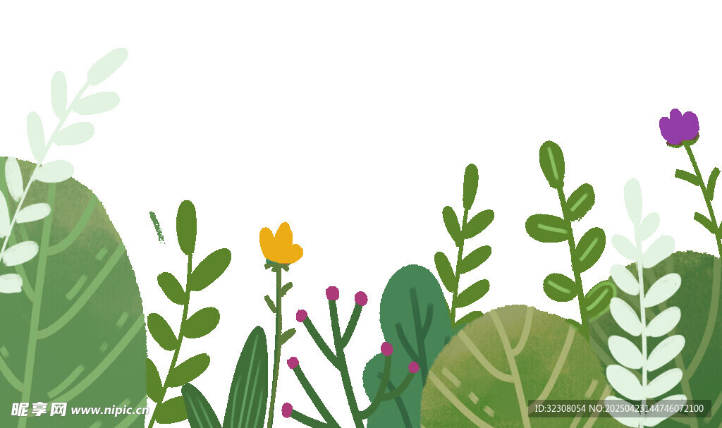 清新绿植花卉边框图案