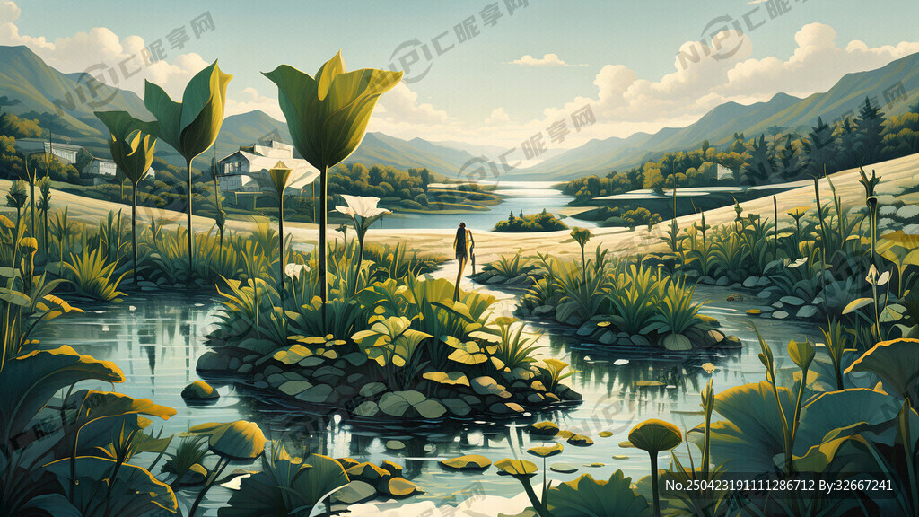 生成一张马蹄莲的插画