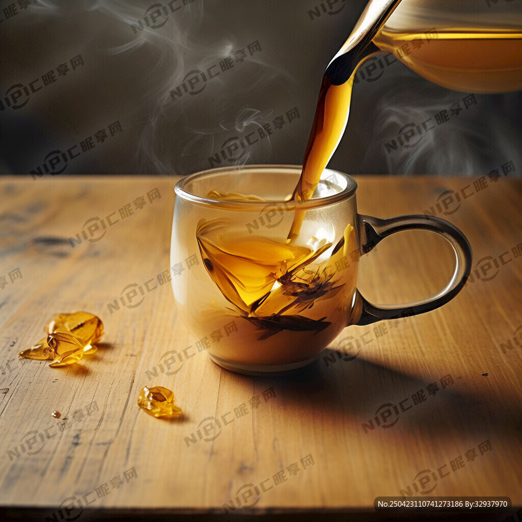 带手柄茶杯里面茶水呈黄色