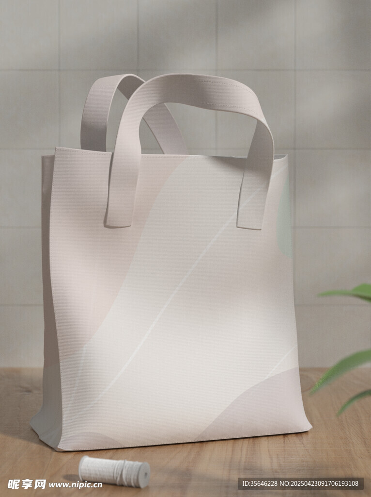 简约白色手提袋展示