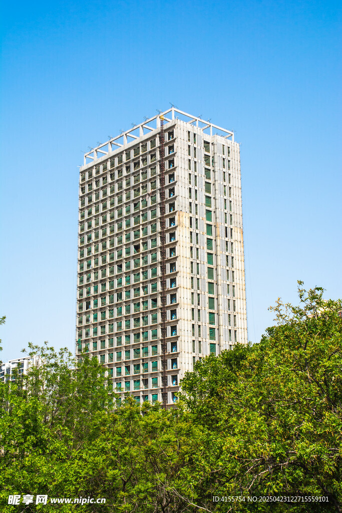 绿树环绕的高层建筑物
