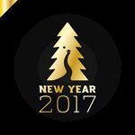 新年主题金色圣诞树