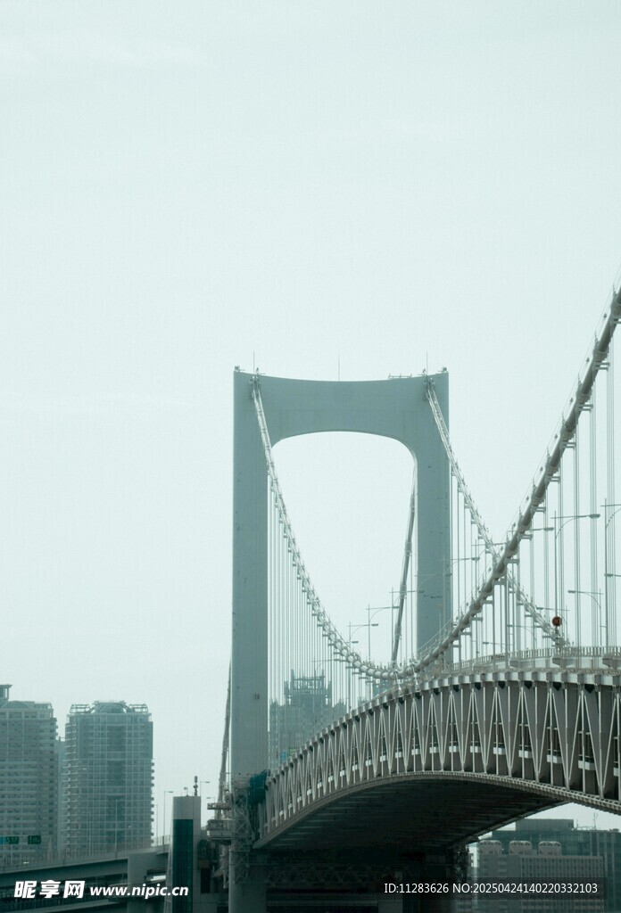 城市中的宏伟悬索桥