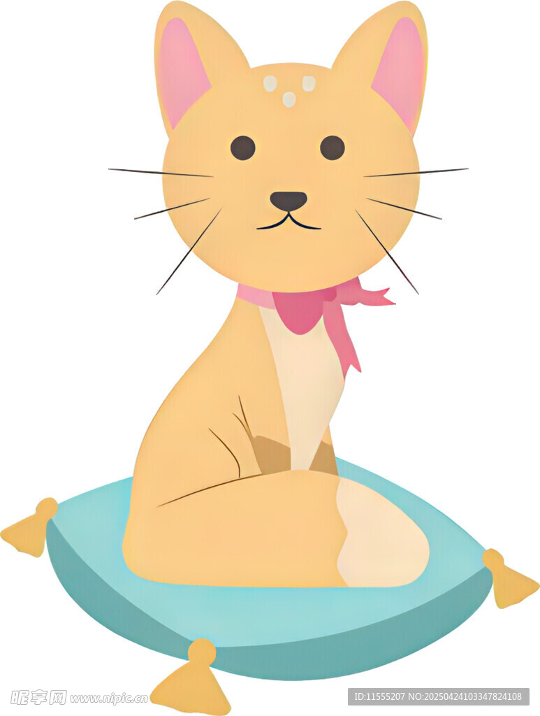 可爱猫咪坐于软垫上