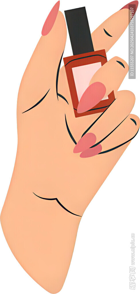 手捧指甲油的美甲画面免抠png