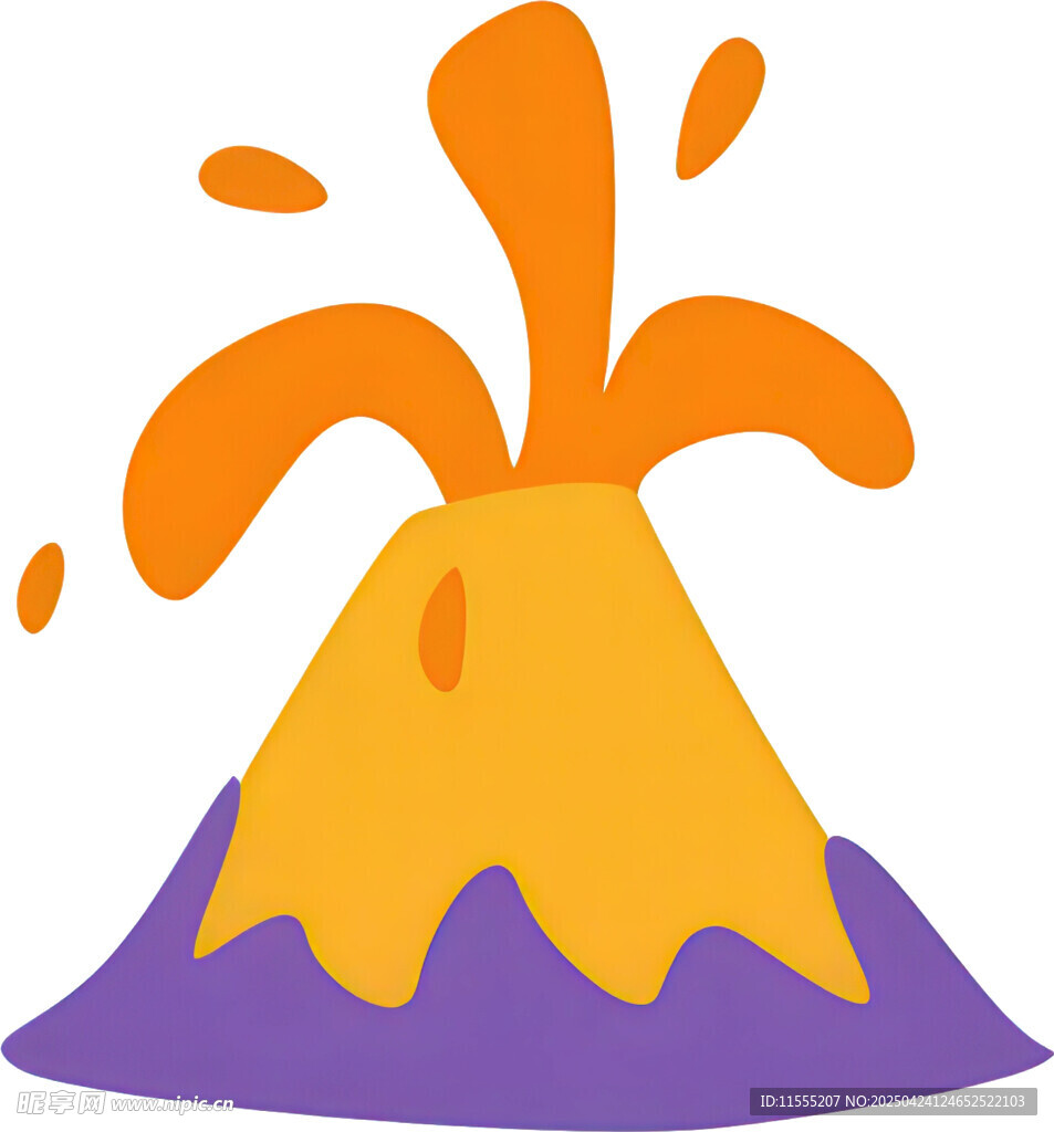 卡通风格喷发的火山