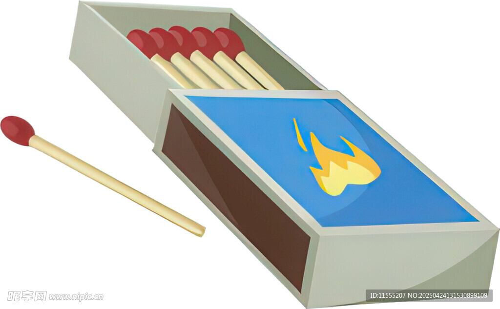 火柴盒与燃烧的火柴