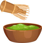 搅拌抹茶粉于碗中