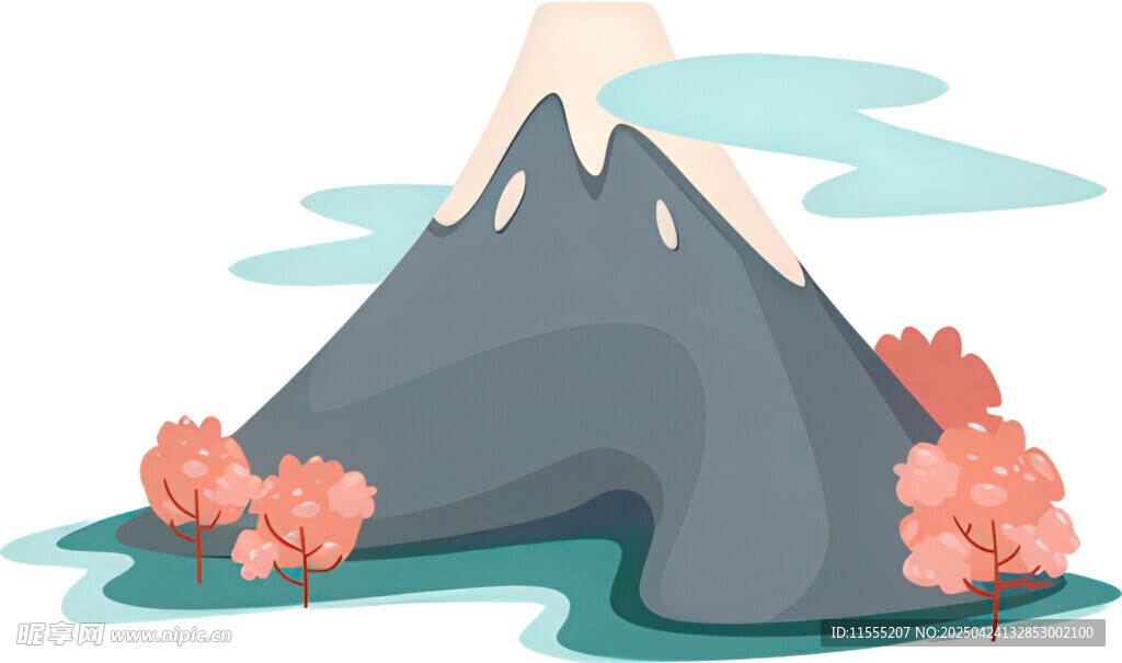富士山旁的烂漫樱花景