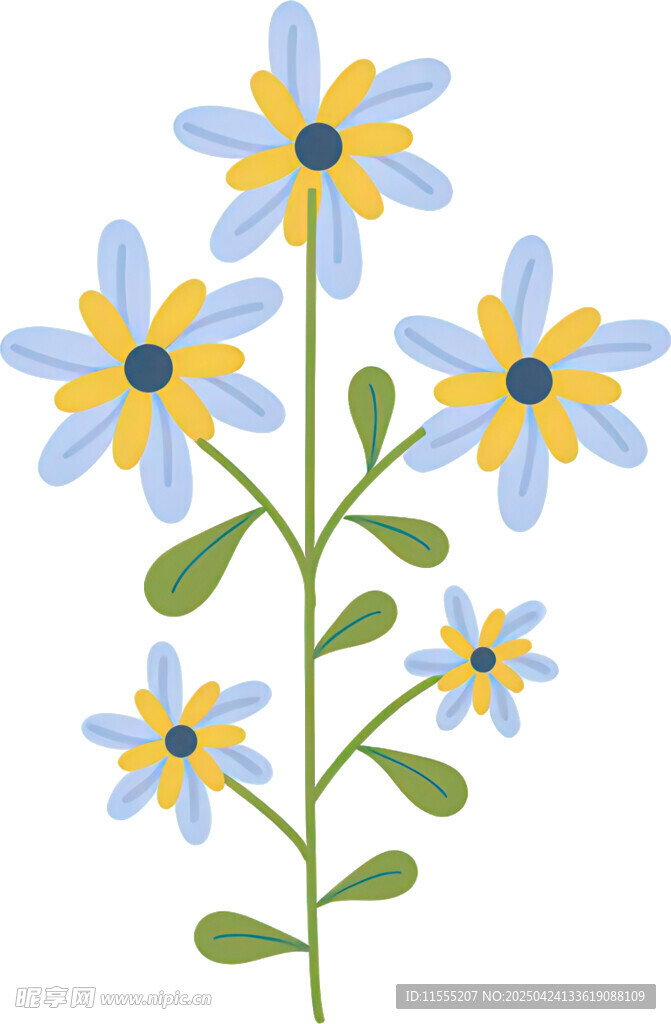 蓝色小花插画