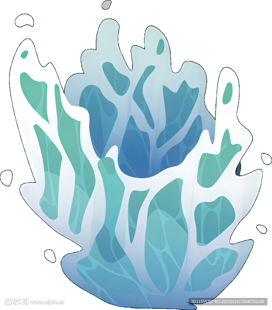 梦幻蓝绿珊瑚插画
