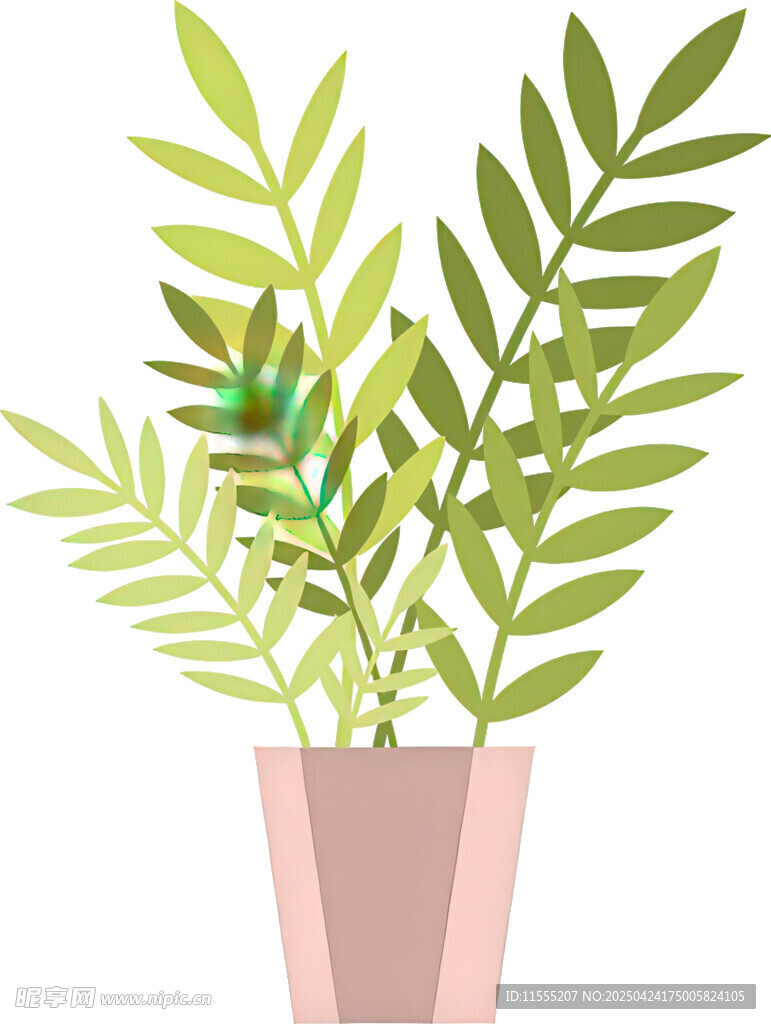 简约盆栽绿植插画