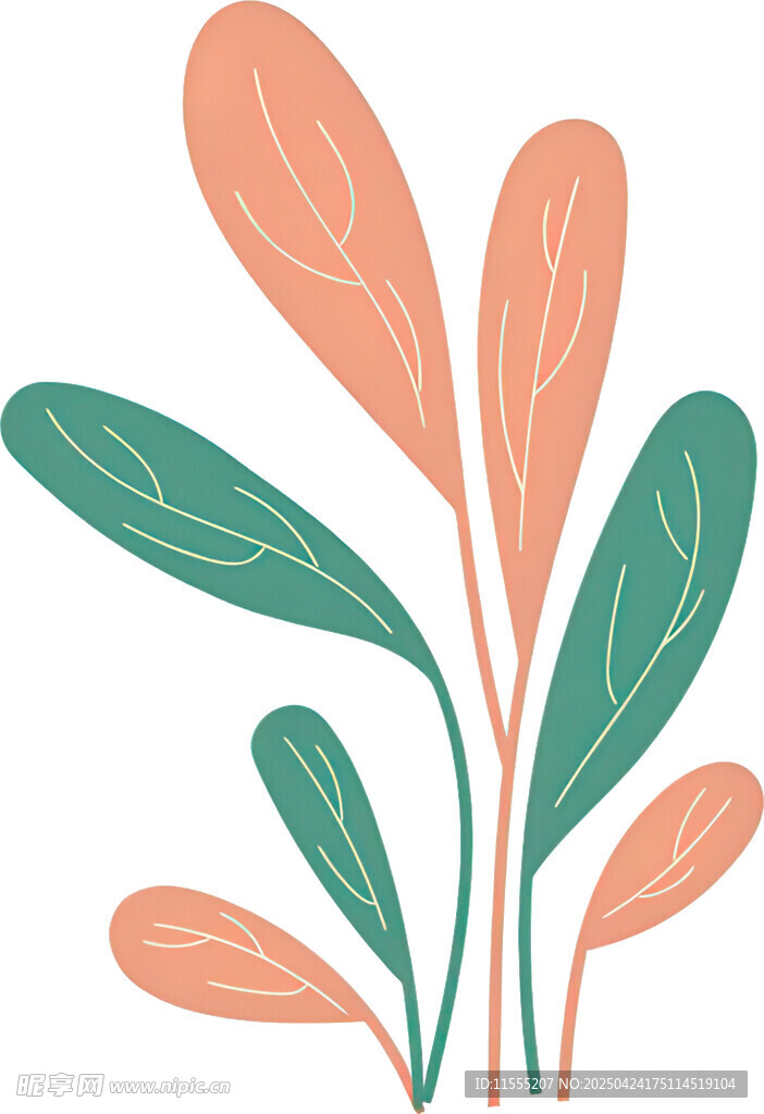 简约植物叶片插画图案