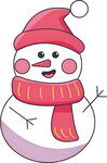 戴帽围巾的可爱小雪人