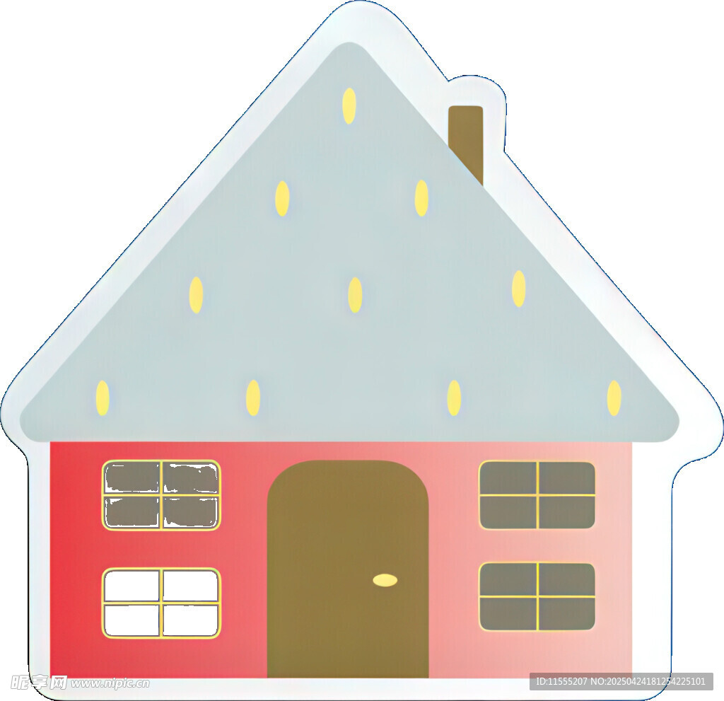 粉色小屋雪景图