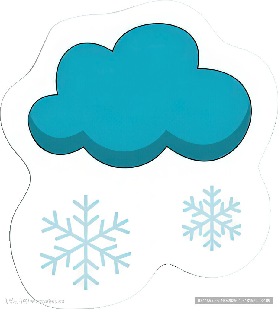 蓝色云朵与雪花图标