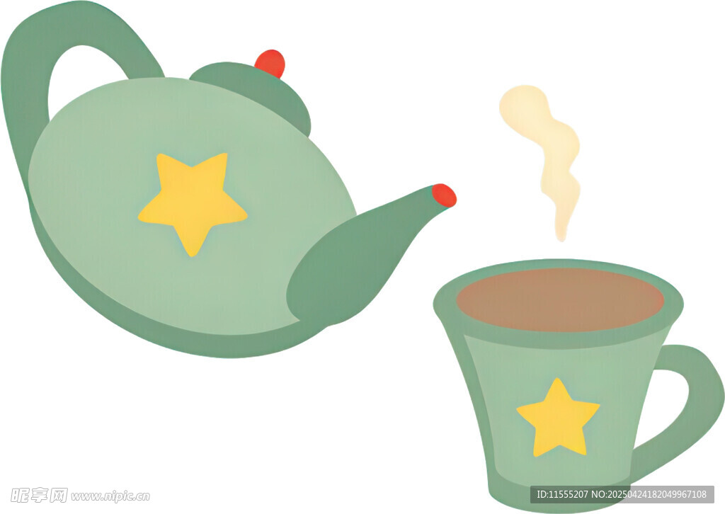 可爱星星图案茶壶与茶杯