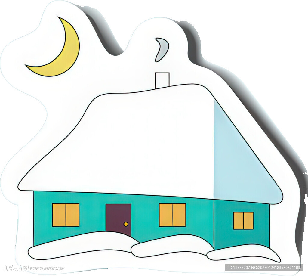 雪夜小屋插画