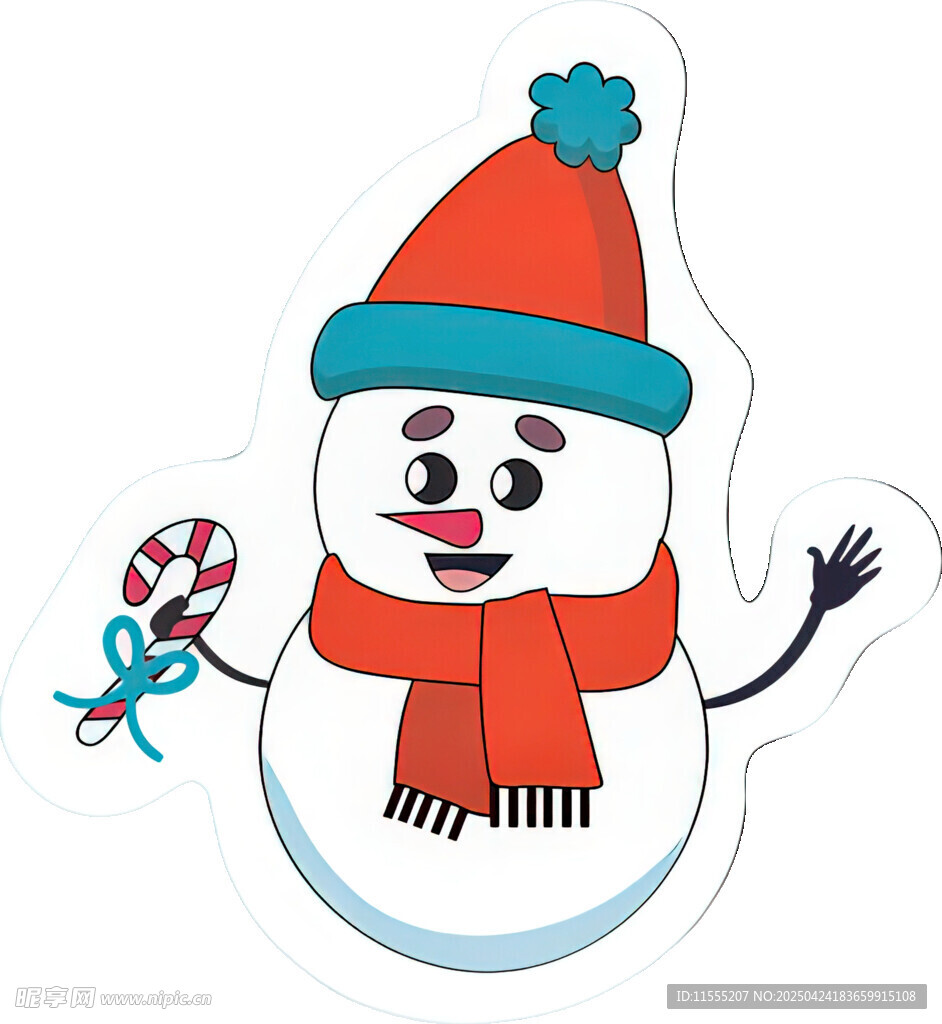 可爱雪人手持糖果棒