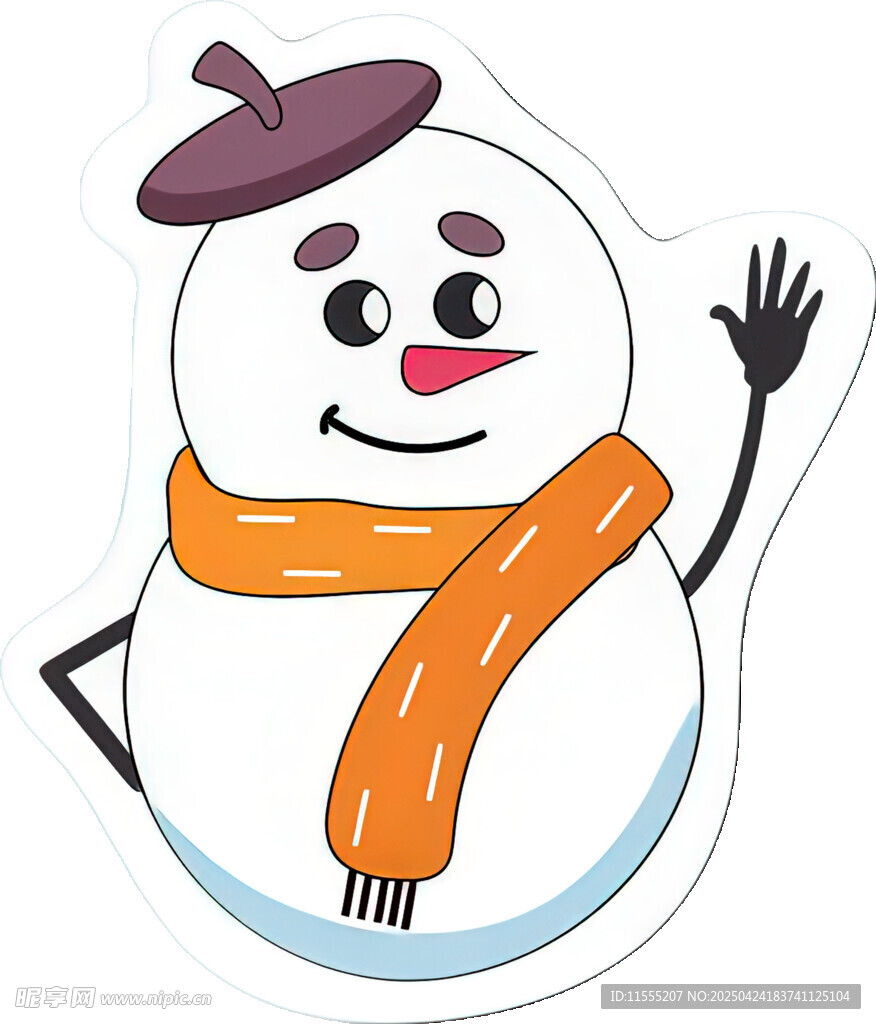 可爱雪人挥手