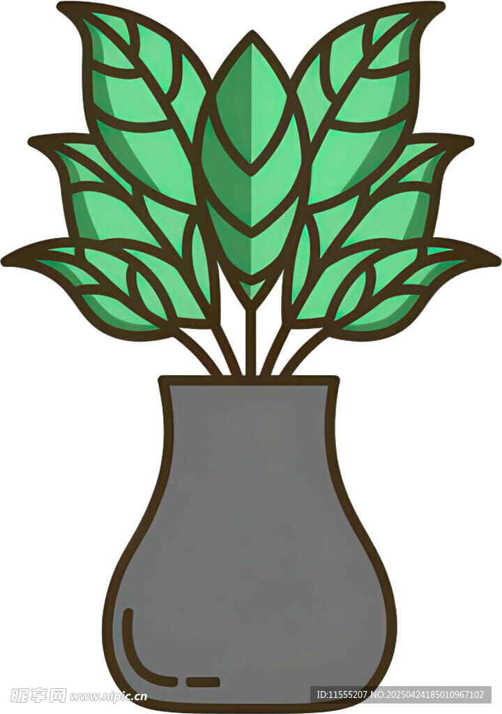 花瓶中的绿叶植物