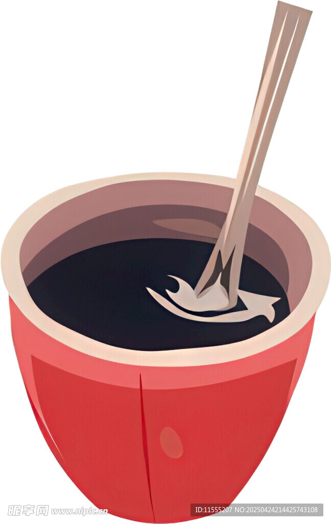 红色碗中盛着黑色食物