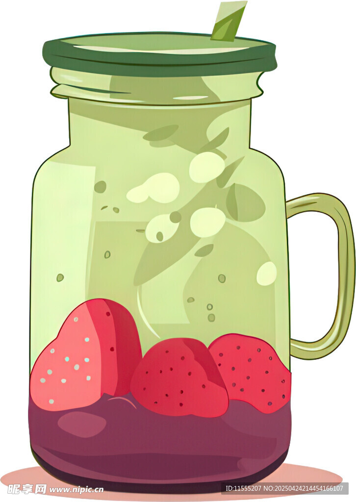 草莓冰饮插画