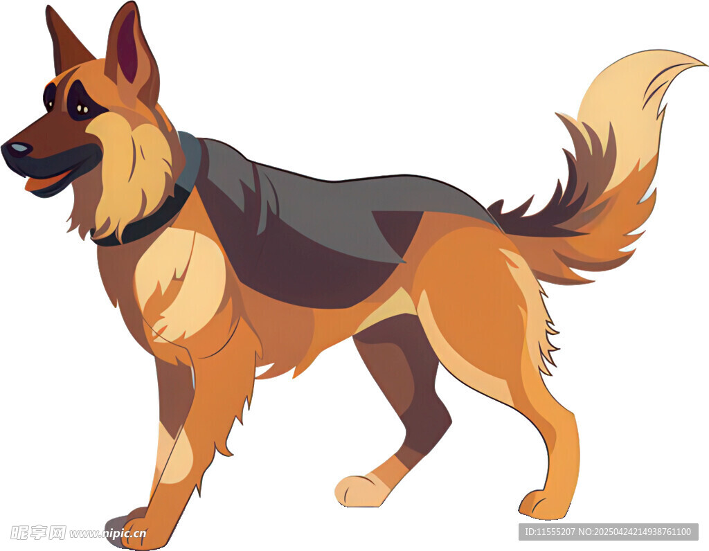 站立的德国牧羊犬插画