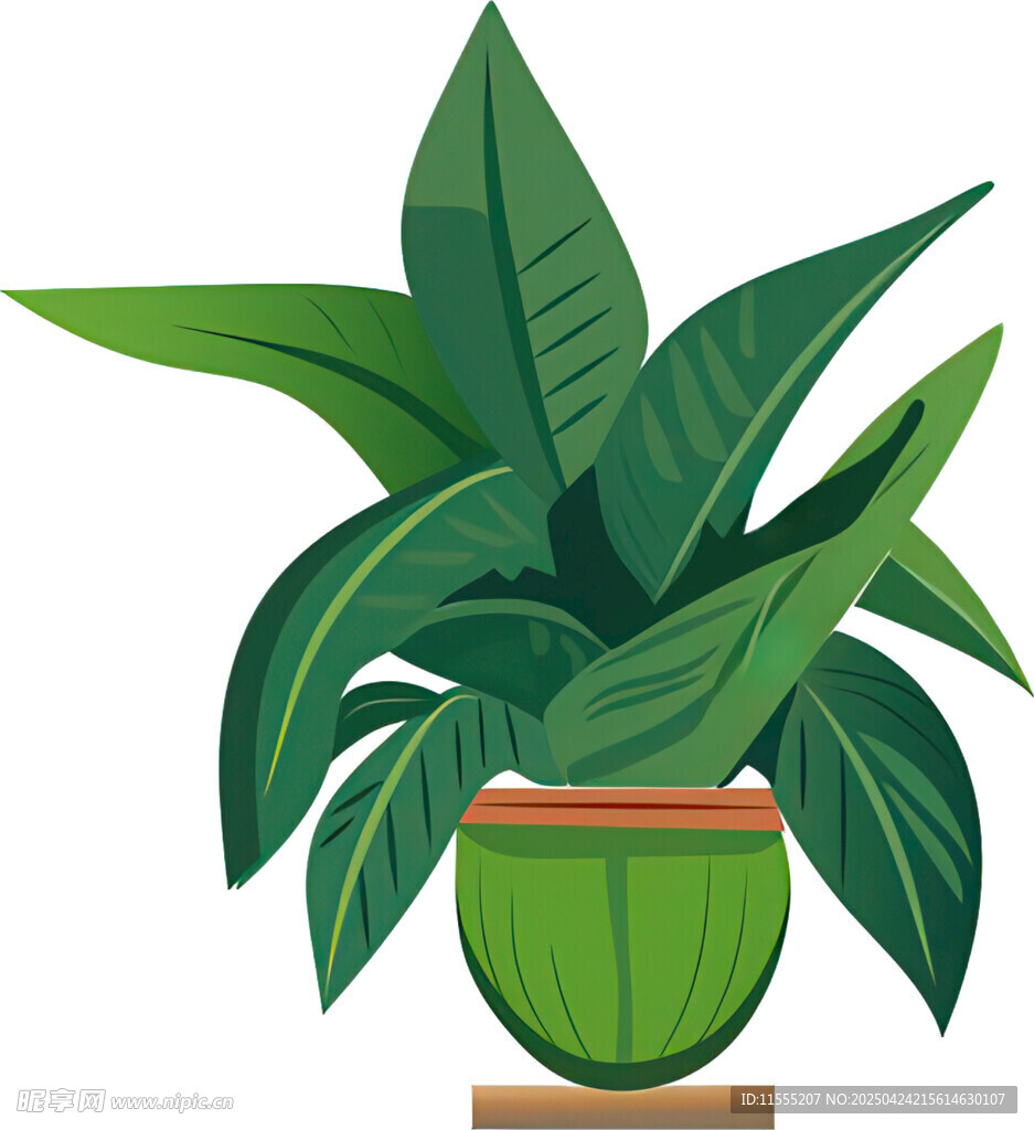 绿色盆栽植物插画