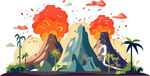 火山爆发景观插画