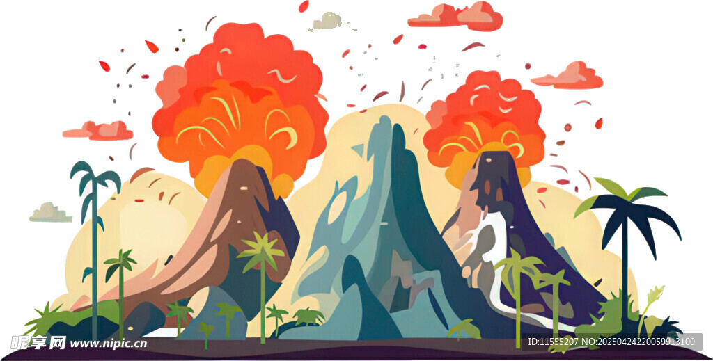 火山爆发景观插画