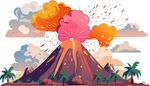 火山喷发场景插画
