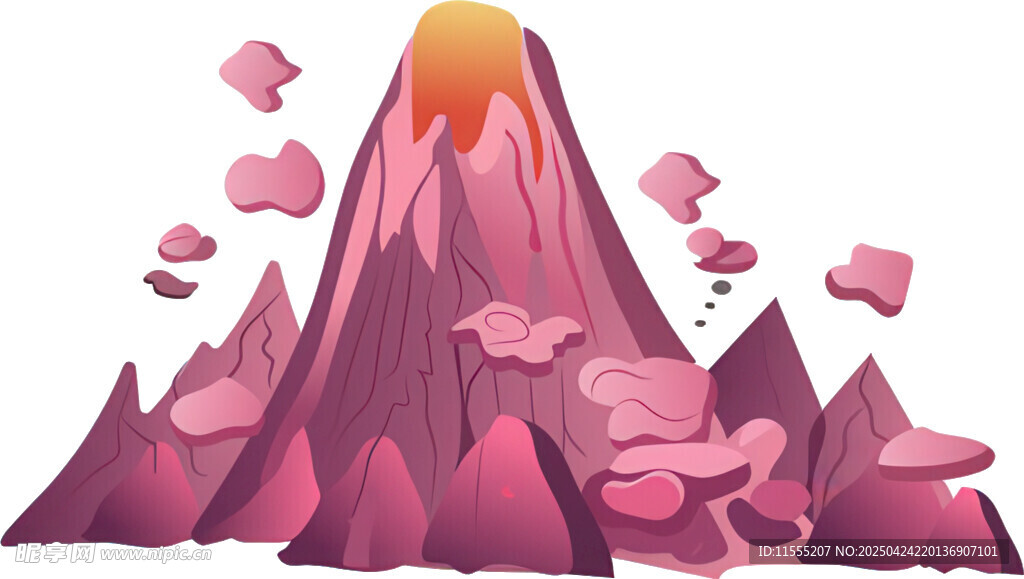梦幻粉色火山景观