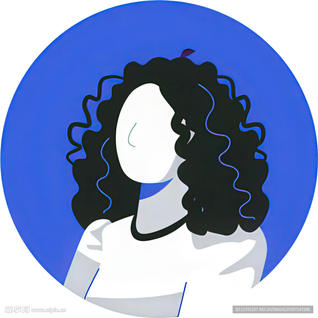 卷发女性头像插画